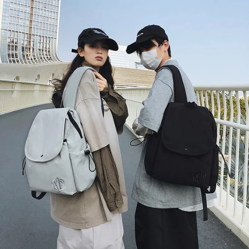 XIANGSU Nylon Backpack Unisex White/Khaki/Black/Gray/Red/Pink-19