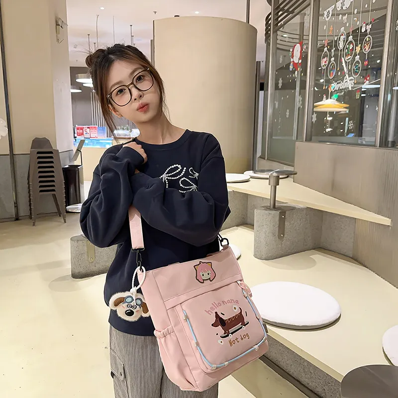 XIANGSU Nylon Tote Bag, Shoulder Bag Unisex Blue/White/Pink/Khaki/Black-12
