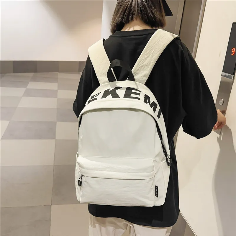 XIANGSU Nylon Backpack Unisex White/Black/Orange/Green/Purple-1