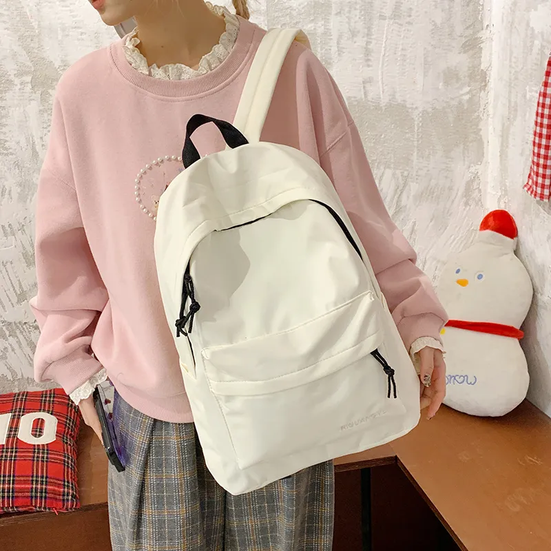 XIANGSU Nylon Fabric Backpack Unisex Brown/Blue/Black/White-19