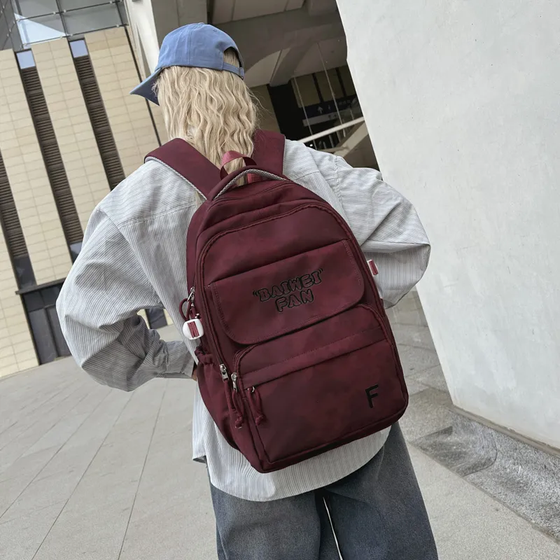 XIANGSU Nylon Backpack Unisex White/Black/Red/Green-11