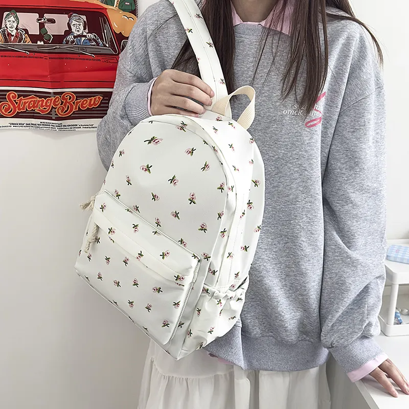 XIANGSU Nylon Backpack Unisex Green/Black/Pink/White-18