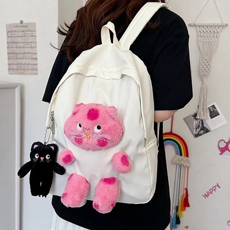 XIANGSU Nylon Backpack Unisex White/Pink/Black/Blue-1