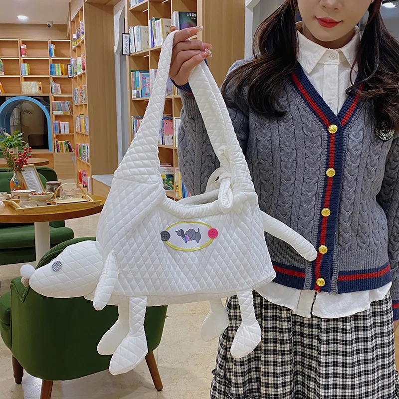 XIANGSU Nylon Shoulder Bag Women's White/Black-5