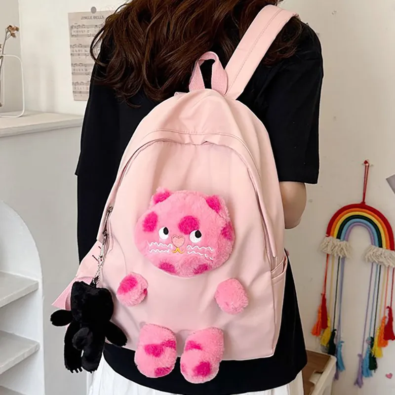 XIANGSU Nylon Backpack Unisex White/Pink/Black/Blue-9