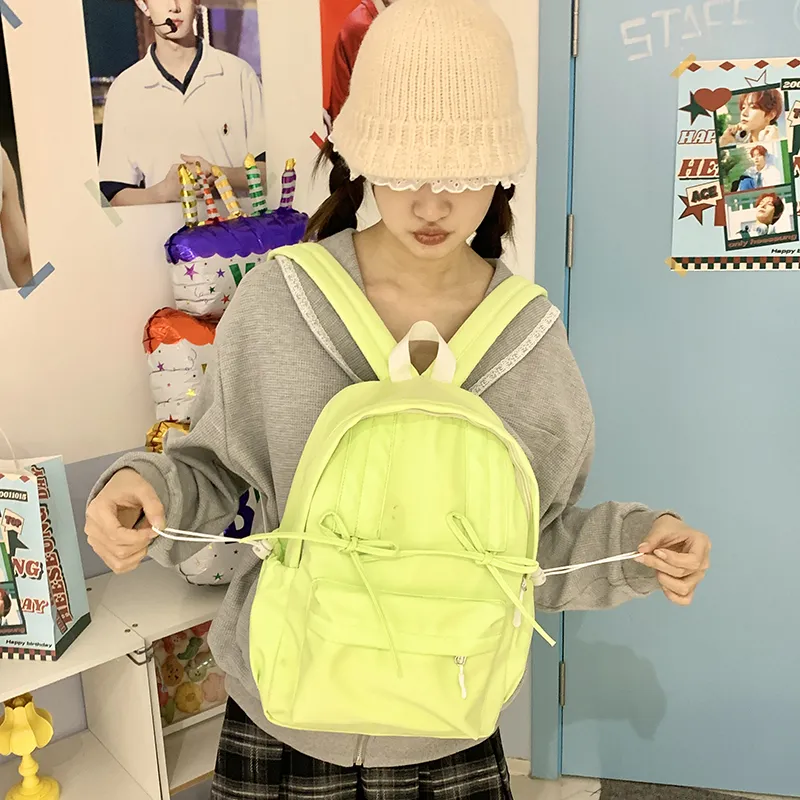 XIANGSU Nylon Fabric Backpack Women's Light Green/Dark Green/Gray/Black-4