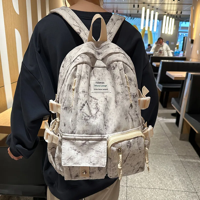 XIANGSU Nylon Backpack Unisex Blue/Red/Black/White-22
