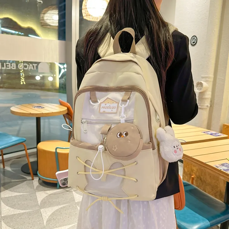 XIANGSU Nylon With PVC Backpack Women's Multicolor-9