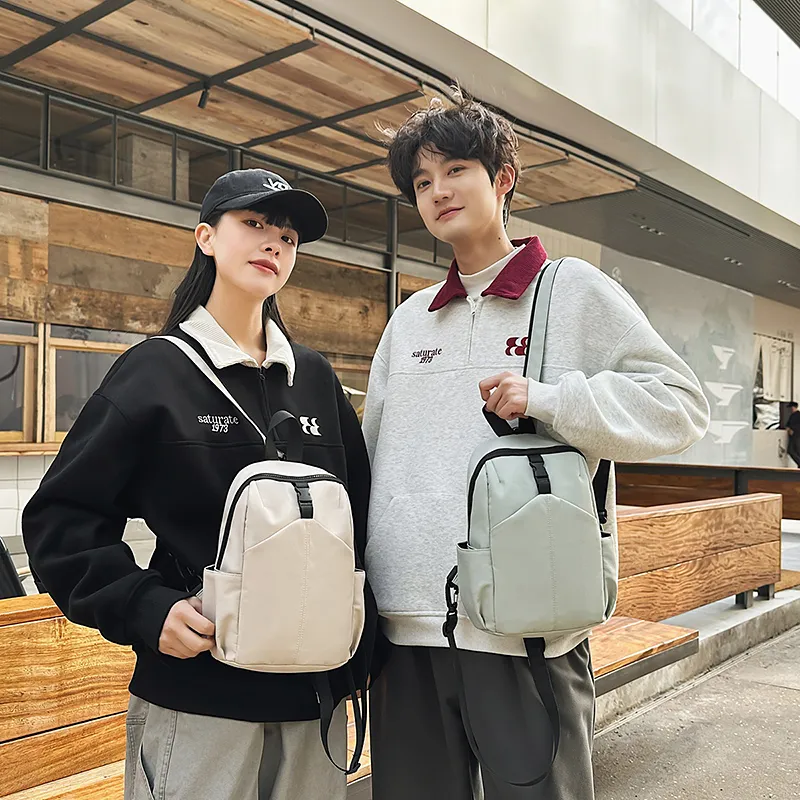 XIANGSU Nylon Sling Bag Backpack Regular Unisex White/Khaki/Green/Black-13