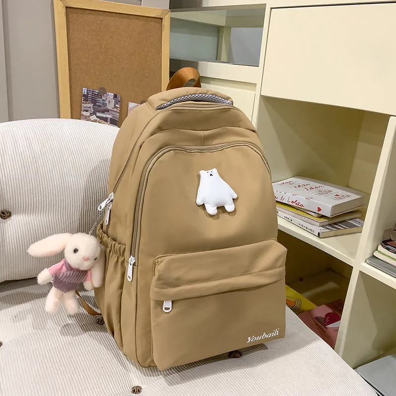 XIANGSU Nylon Backpack Regular Unisex Red/Brown/White/Pink/Black-28