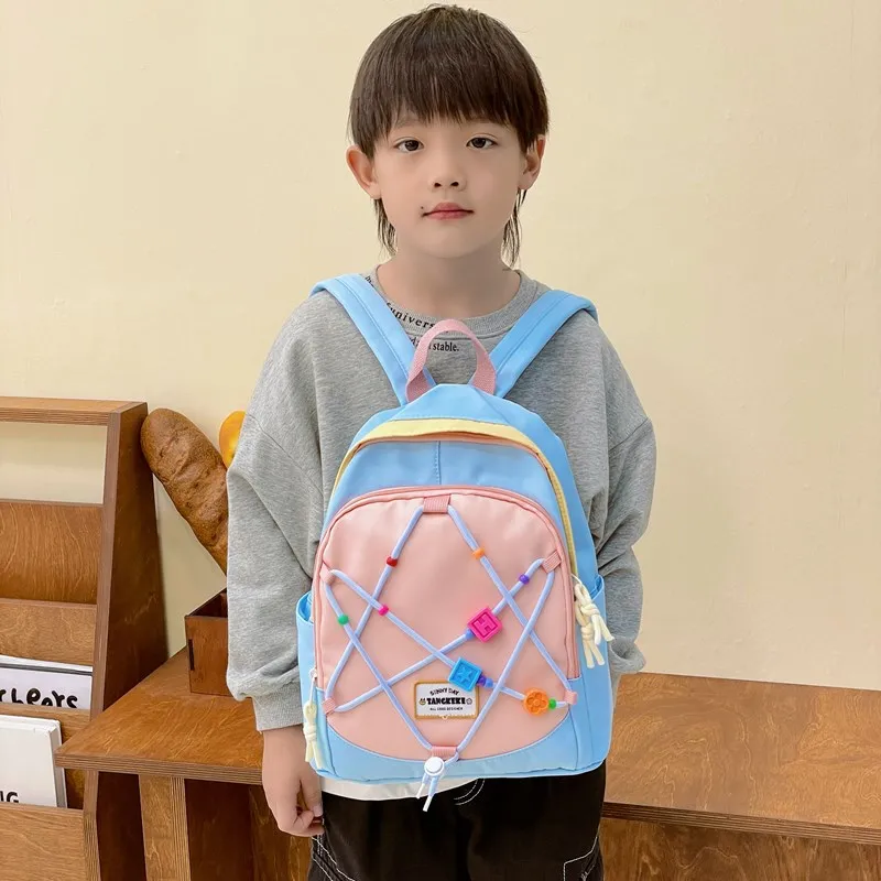 XIANGSU Nylon Backpack Unisex Light Blue/Beige/Pink/Purple/Dark Blue-3