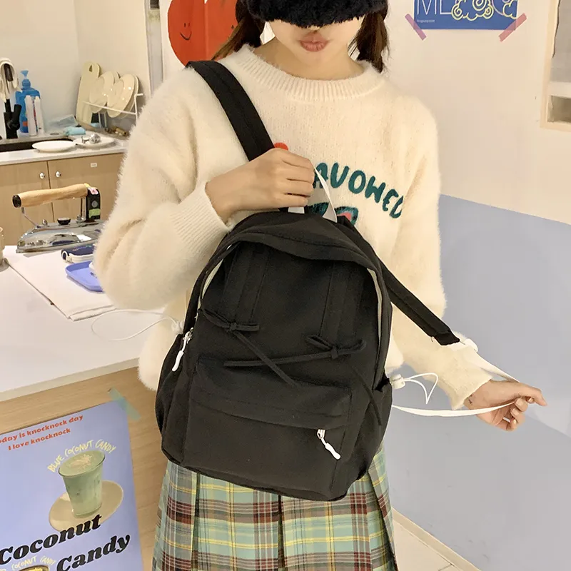 XIANGSU Nylon Fabric Backpack Women's Light Green/Dark Green/Gray/Black-25