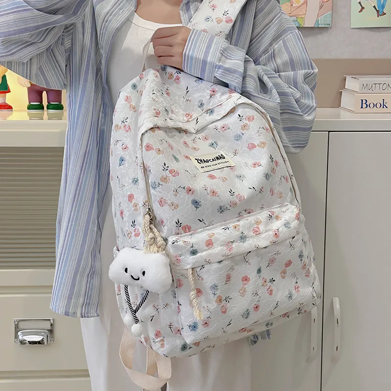XIANGSU Polyester Backpack Women's Blue/White/Black-10