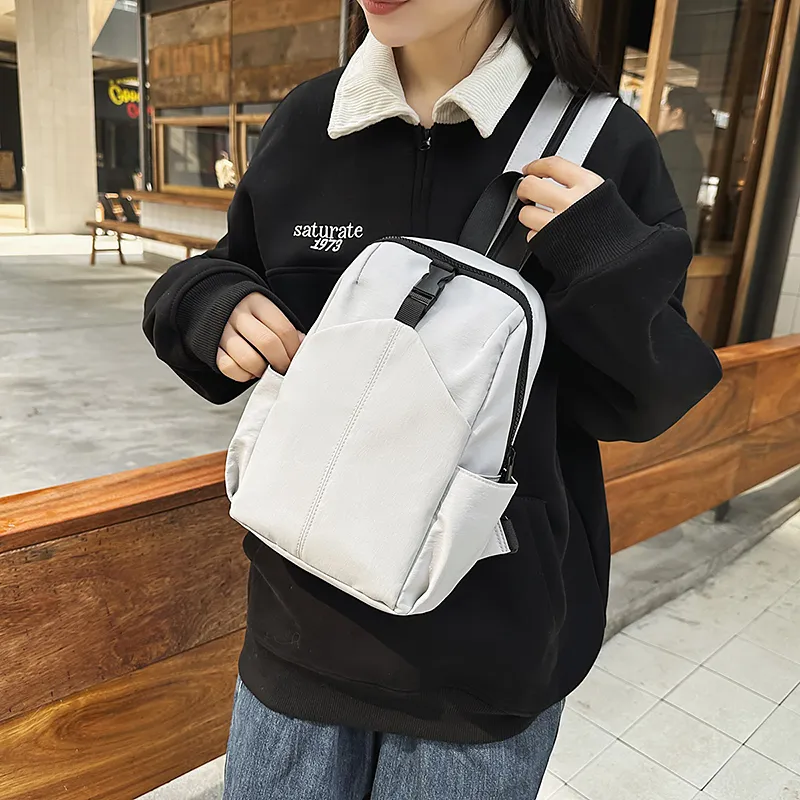 XIANGSU Nylon Sling Bag Backpack Regular Unisex White/Khaki/Green/Black-4
