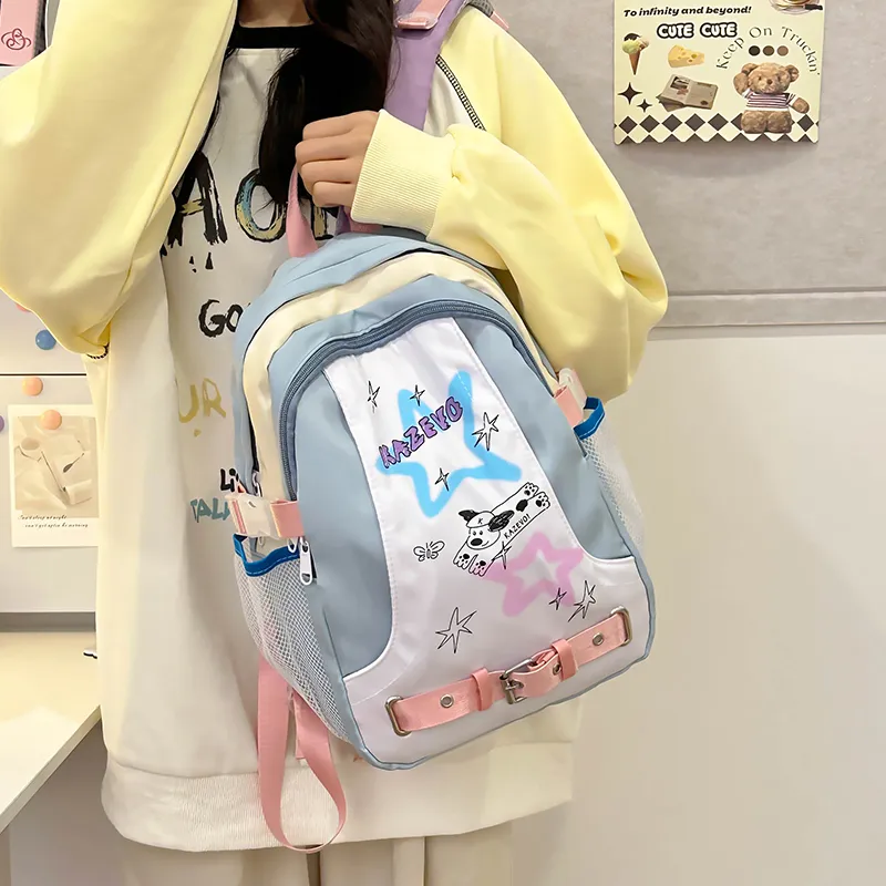 XIANGSU Nylon Backpack Women's Pink/Blue-10