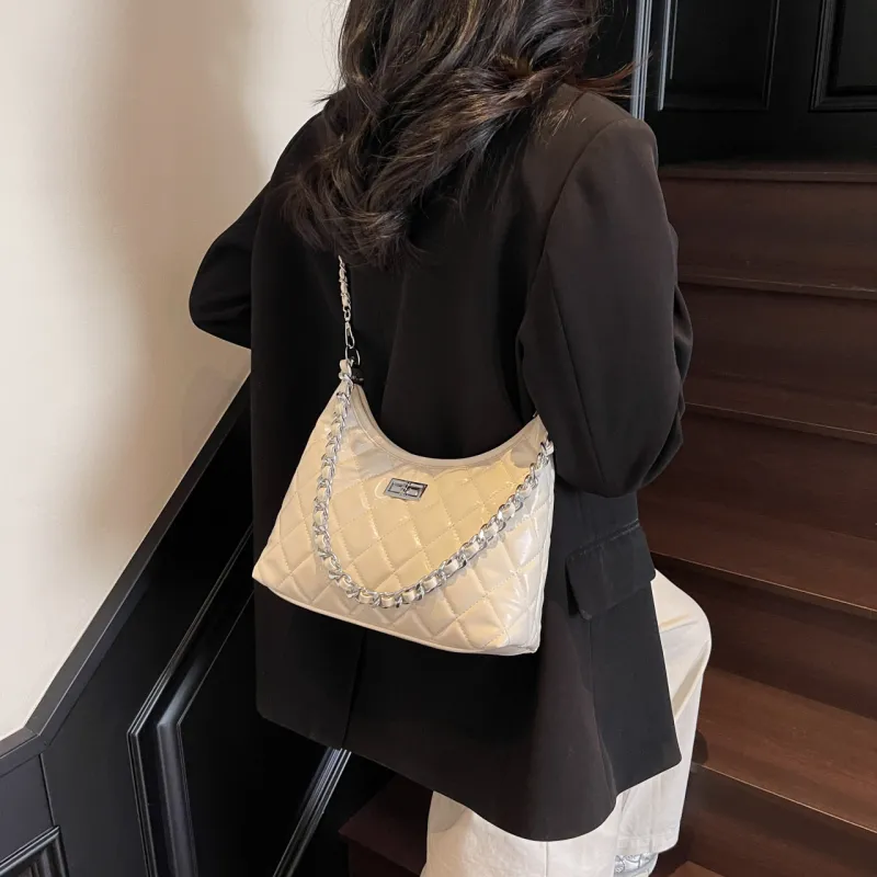 XIANGSU PU Shoulder Bag Women's Ecru/Silver/Black/Blue/Pink-5