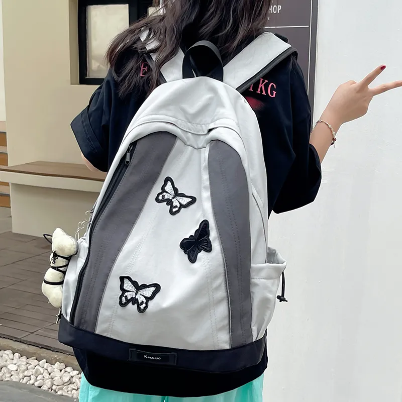 XIANGSU Nylon Backpack Women's Green/Gray-7