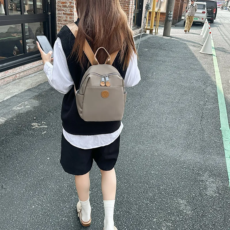 XIANGSU Nylon Backpack Small Size Unisex Coffee/Gray/Black-10