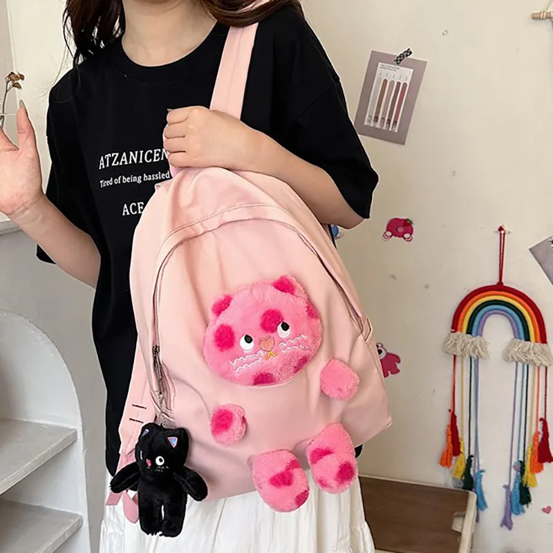 XIANGSU Nylon Backpack Unisex White/Pink/Black/Blue-6