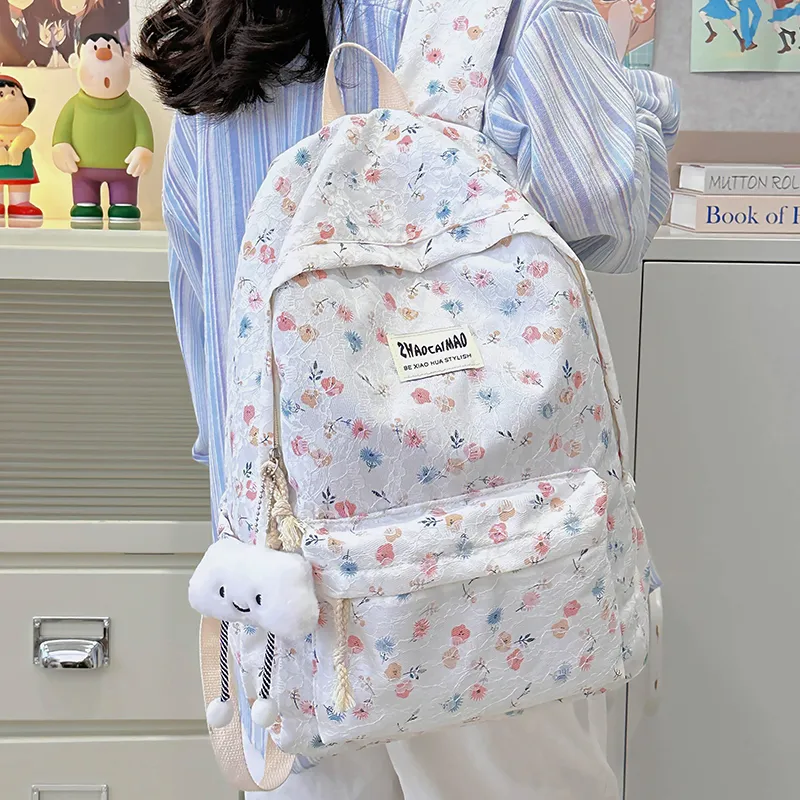 XIANGSU Polyester Backpack Women's Blue/White/Black-9