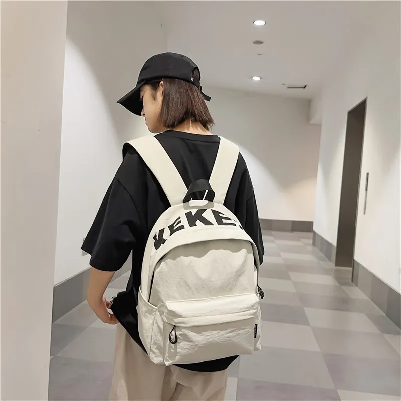 XIANGSU Nylon Backpack Unisex White/Black/Orange/Green/Purple-2