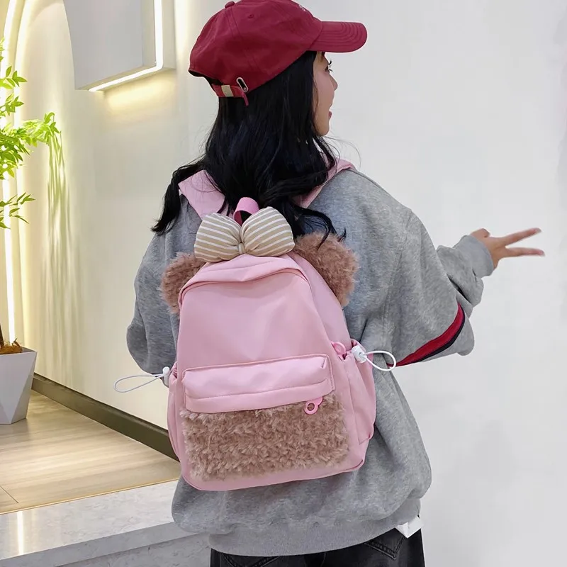 XIANGSU Nylon Backpack Women's Pink-5