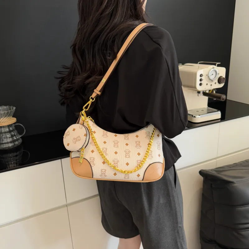 XIANGSU PU Shoulder Bag Women's Ecru/Brown-7