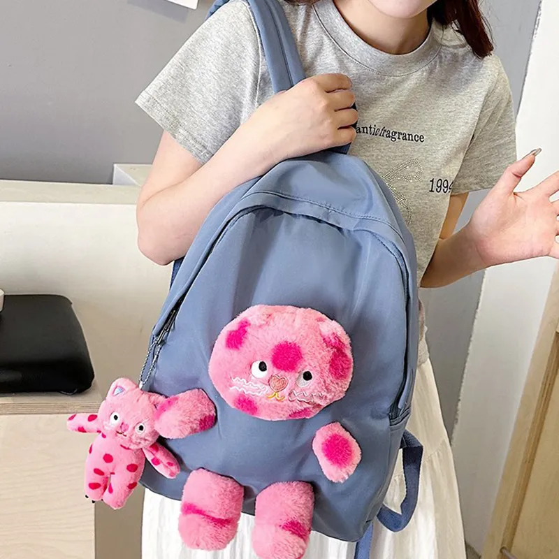 XIANGSU Nylon Backpack Unisex White/Pink/Black/Blue-17