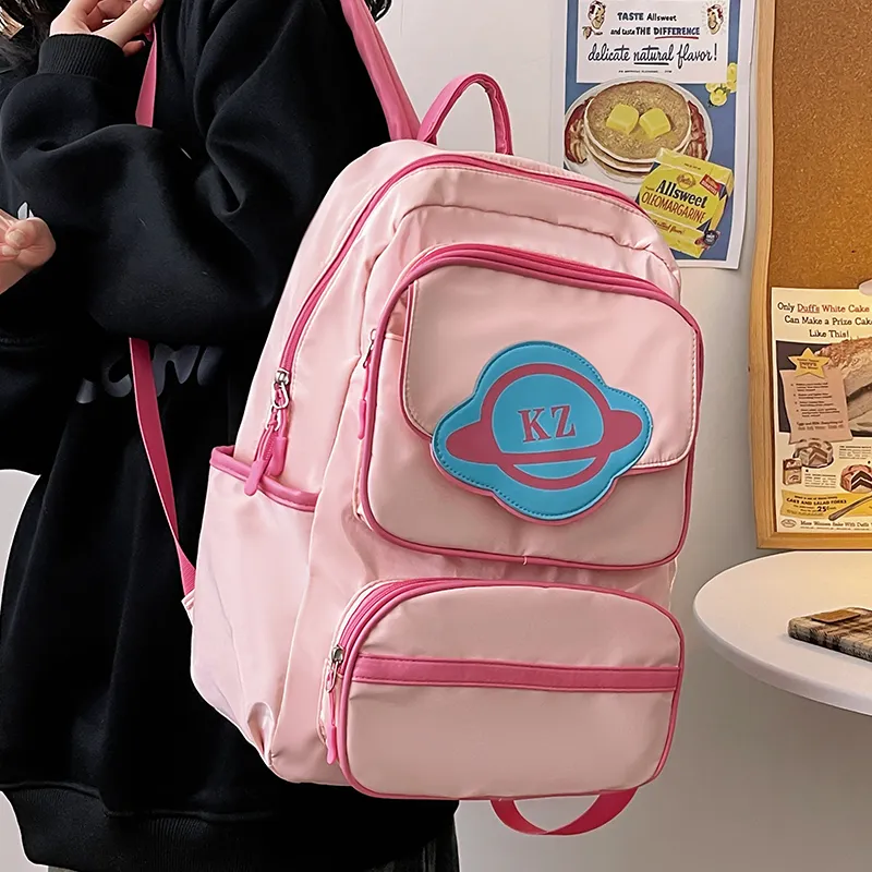 XIANGSU PU Backpack Unisex Pink/Fuchsia/Gray/Black-2
