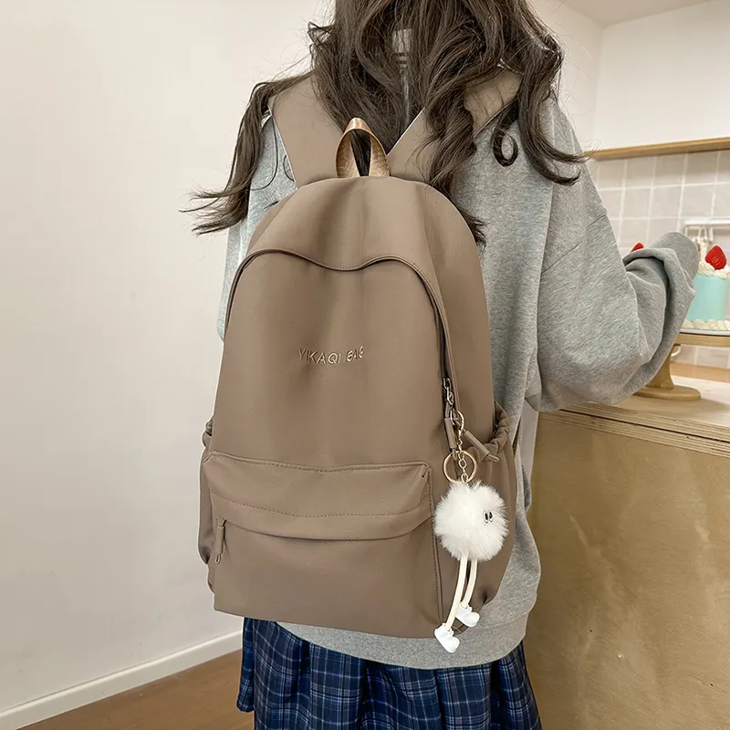 XIANGSU Nylon Backpack Unisex Pink/Purple/White/Brown/Black-17