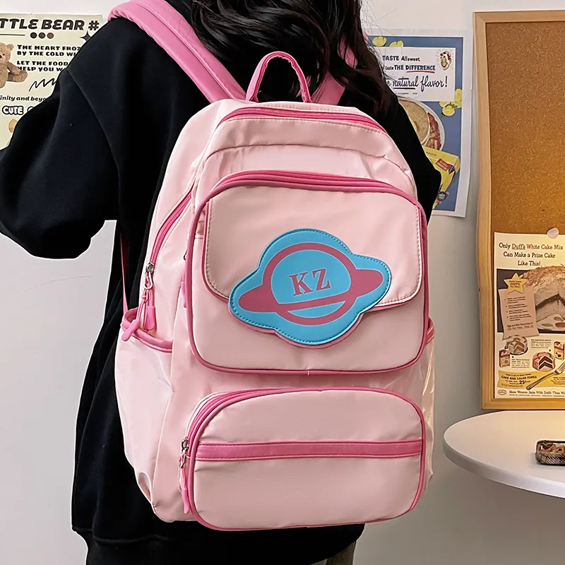 XIANGSU PU Backpack Unisex Pink/Fuchsia/Gray/Black-3