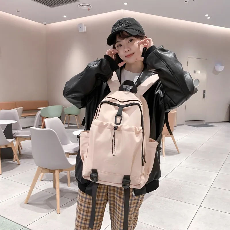 XIANGSU Nylon Backpack Unisex Red/Pink White/Black-6