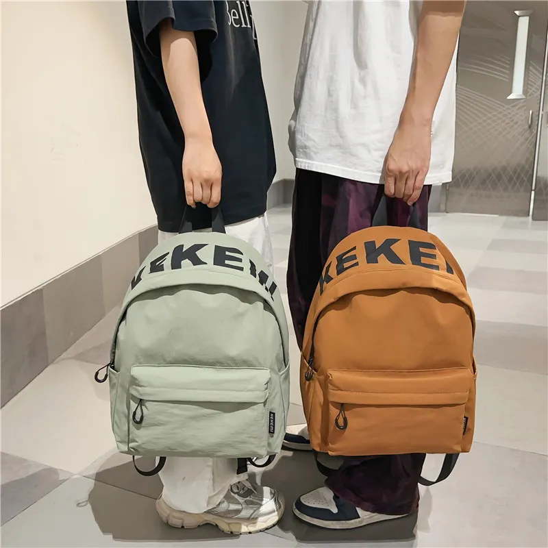 XIANGSU Nylon Backpack Unisex White/Black/Orange/Green/Purple-19