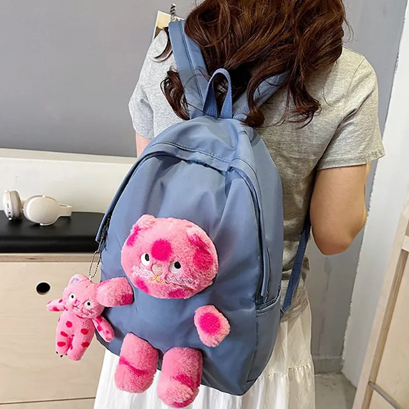 XIANGSU Nylon Backpack Unisex White/Pink/Black/Blue-18