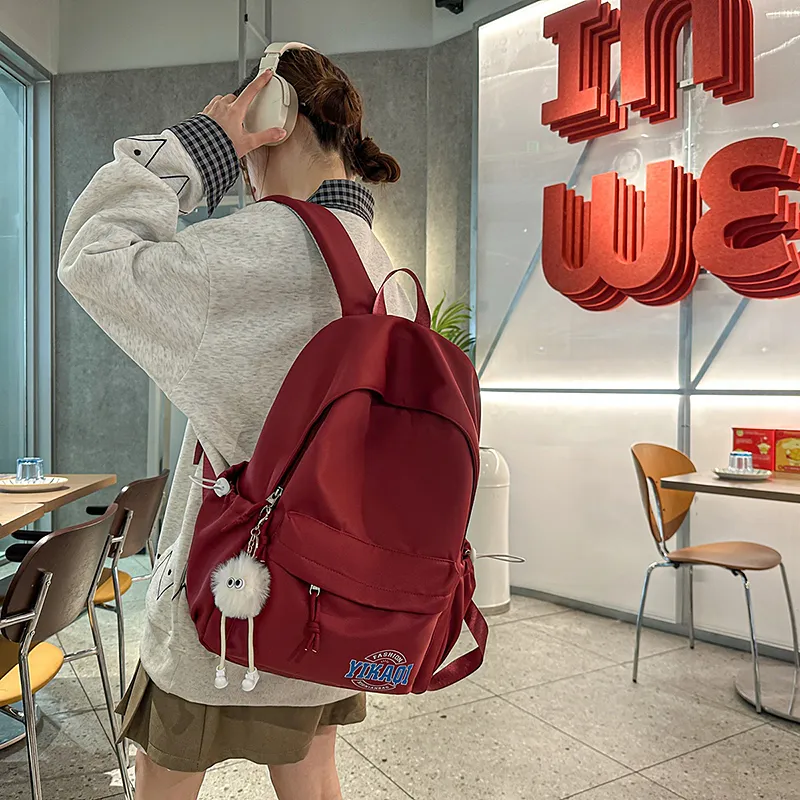 XIANGSU Nylon Backpack Unisex White/Red/Blue/Pink/Black-9