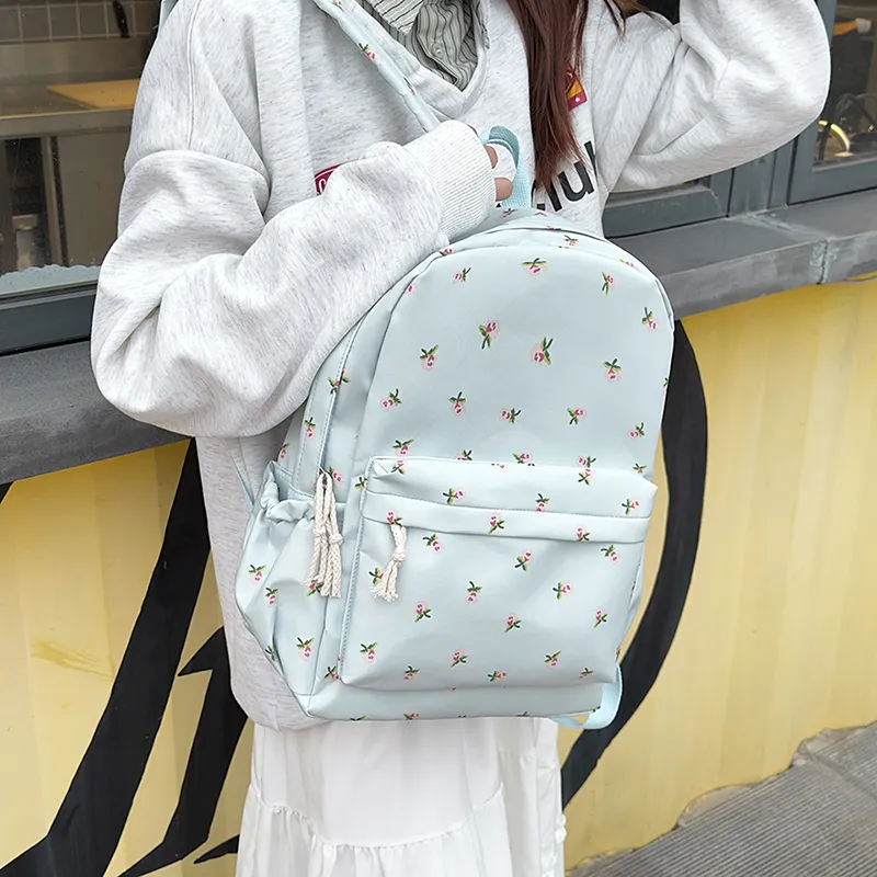 XIANGSU Nylon Backpack Unisex Green/Black/Pink/White-4