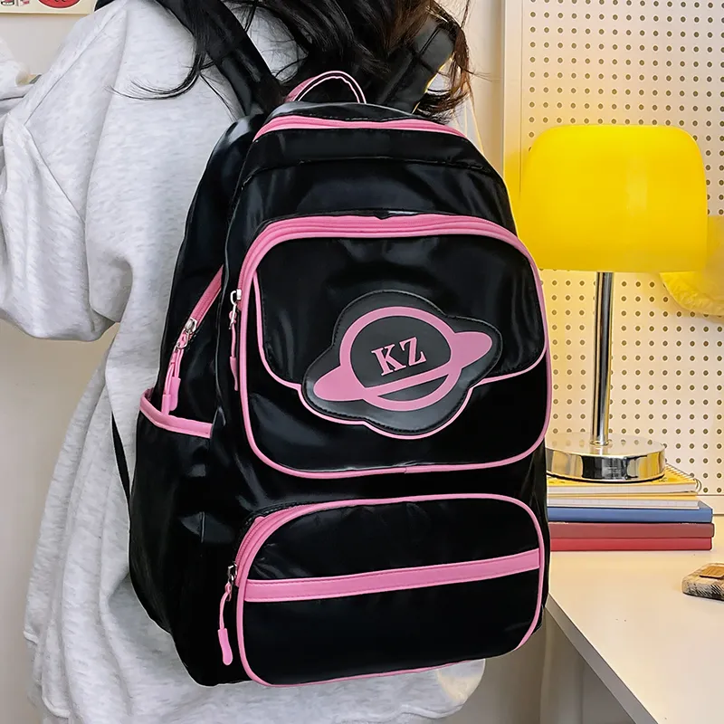 XIANGSU PU Backpack Unisex Pink/Fuchsia/Gray/Black-9