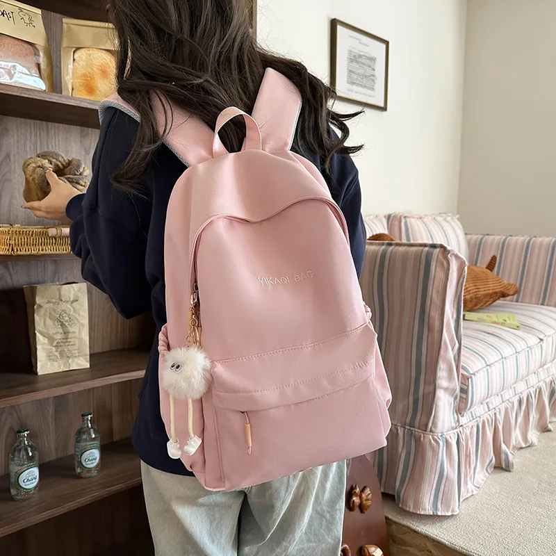 XIANGSU Nylon Backpack Unisex Pink/Purple/White/Brown/Black-2
