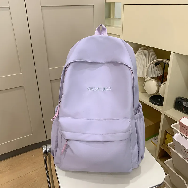 XIANGSU Nylon Backpack Unisex Pink/Purple/White/Brown/Black-7