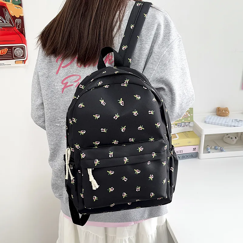 XIANGSU Nylon Backpack Unisex Green/Black/Pink/White-7