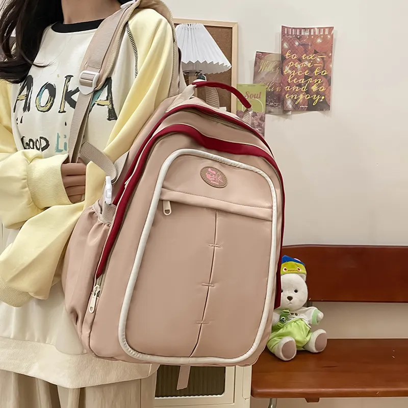XIANGSU Nylon Backpack Women's Yellow/Pink/White/Black-7