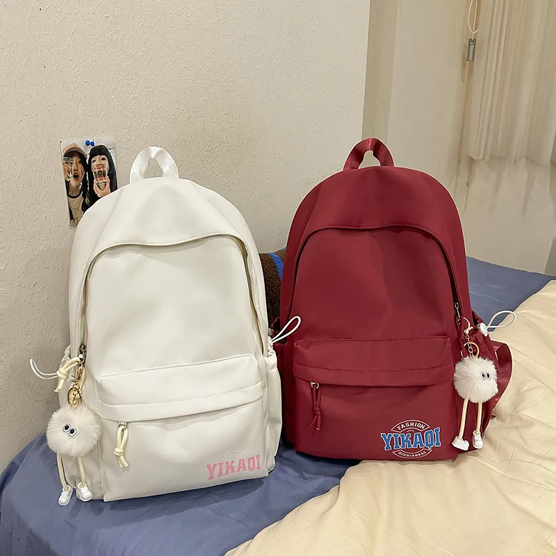 XIANGSU Nylon Backpack Unisex White/Red/Blue/Pink/Black-19