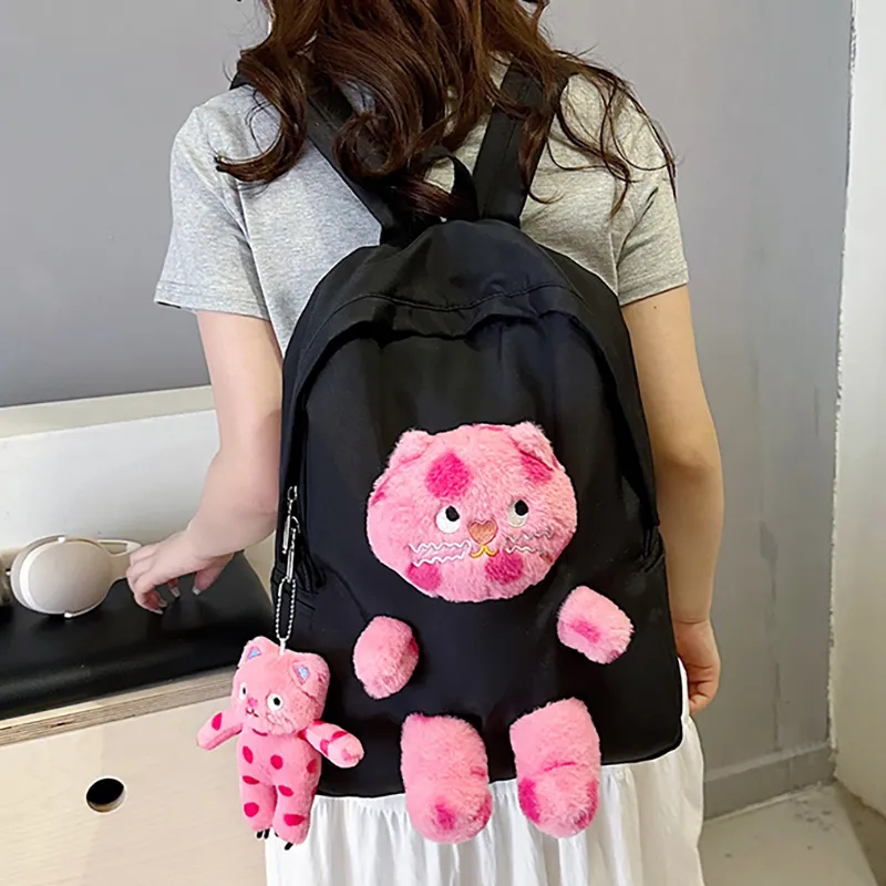 XIANGSU Nylon Backpack Unisex White/Pink/Black/Blue-13