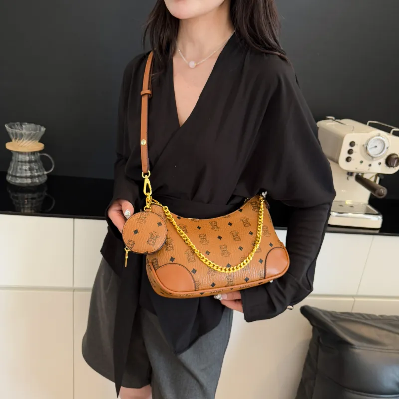 XIANGSU PU Shoulder Bag Women's Ecru/Brown-3