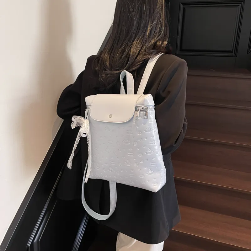 XIANGSU Pu Backpack Unisex White/Black/Pink/Silver-23