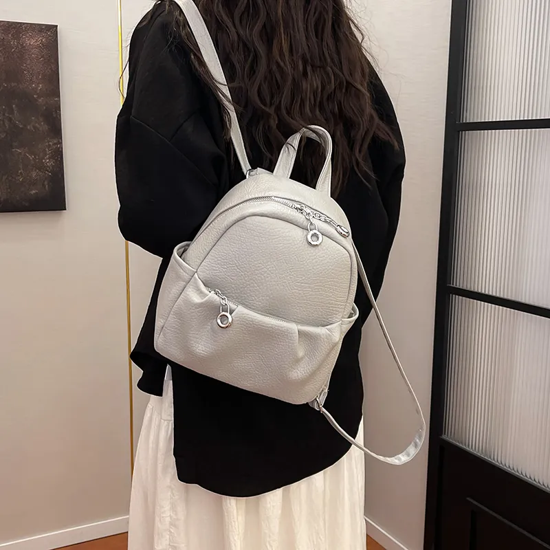 XIANGSU PU Backpack Women's Elephant Gray/Black/Khaki/Ecru-2