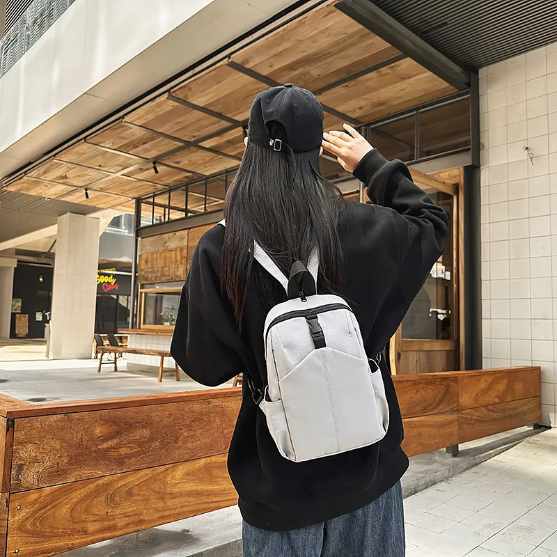XIANGSU Nylon Sling Bag Backpack Regular Unisex White/Khaki/Green/Black-3