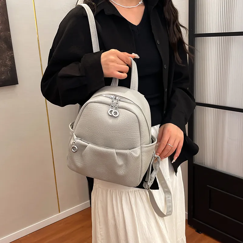 XIANGSU PU Backpack Women's Elephant Gray/Black/Khaki/Ecru-4