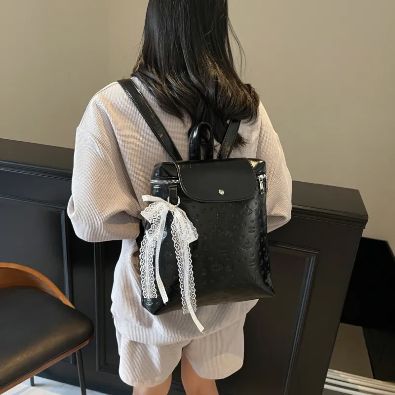 XIANGSU Pu Backpack Unisex White/Black/Pink/Silver-9
