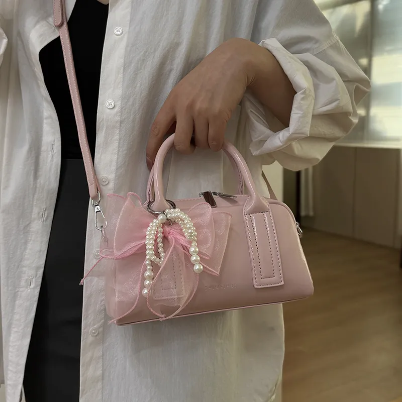 XIANGSU PU One Shoulder Handbags Women's Pink/Black/White/Silver-3